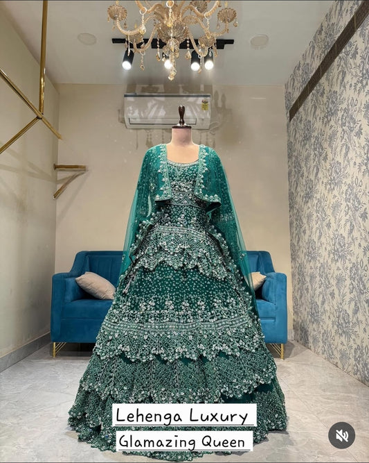 Lehenga Vert Mariage