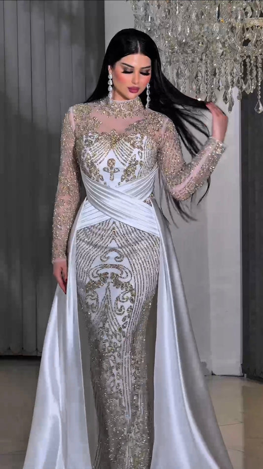 Robe de Soirée Satin à Paillettes Magnifique
