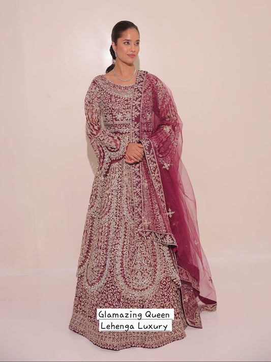 Lehenga Red Wine Anarkali