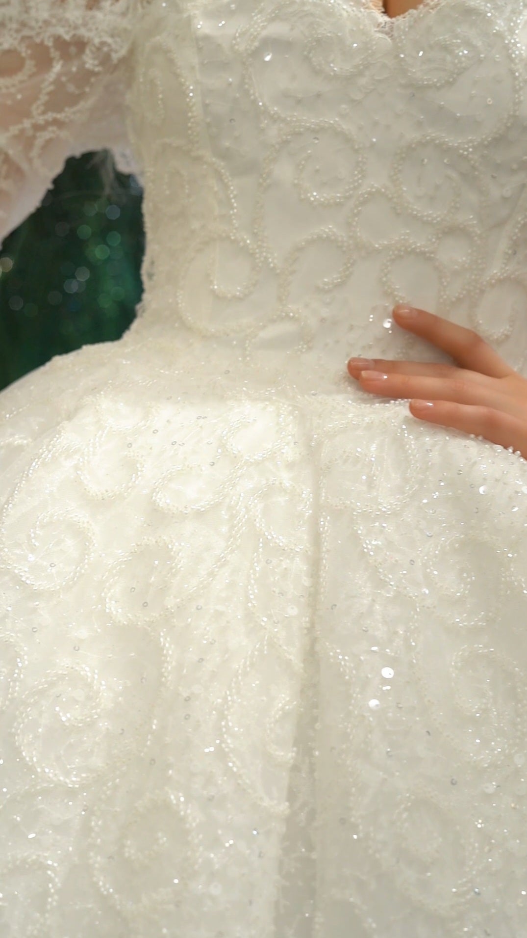 Robe de Mariée Princesse Luxury, Dentelle, Manches Longues