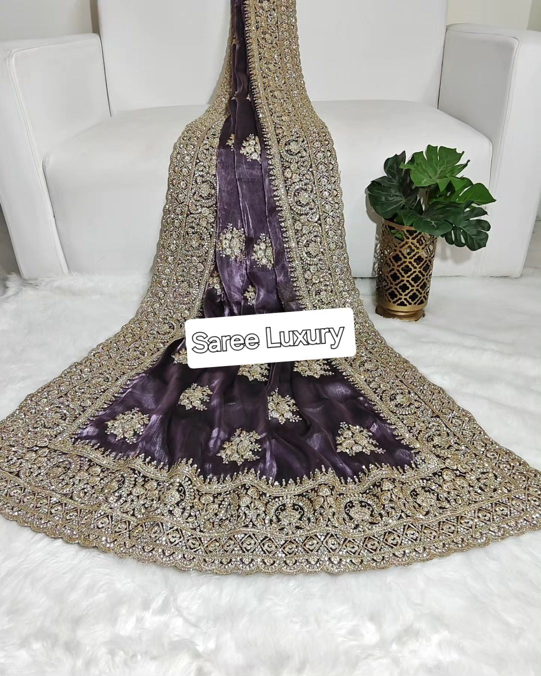 Saree Heeramandi Violet with Stones
